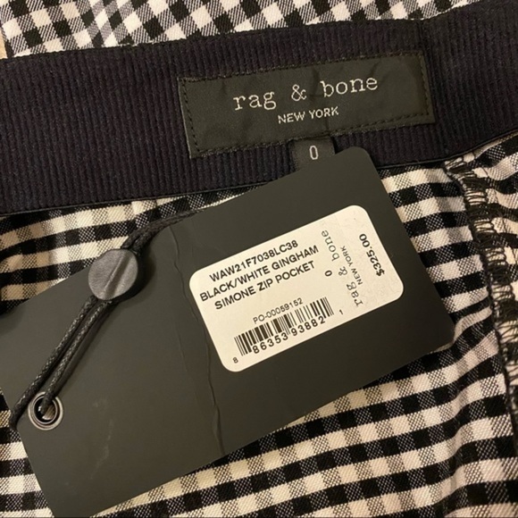 RAG & BONE Black/White Gingham Simone Zip Pocket Pants in Black/White Size 0 - Picture 10 of 10
